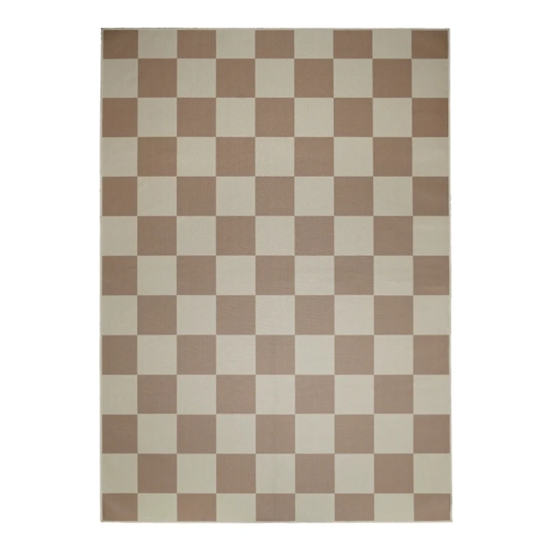 Jaya Natural Checkered Washable Area Rug, 5x7