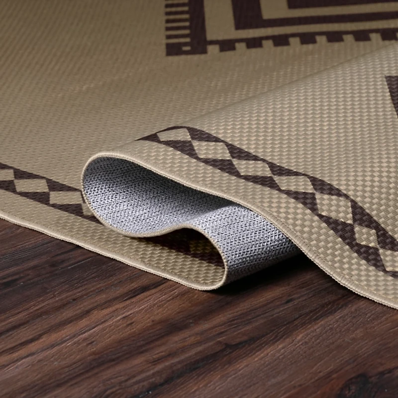 Black and Tan Kilim Washable Area Rug, 5x7