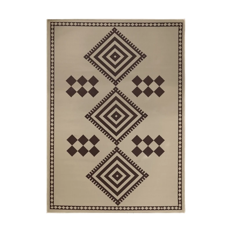 Black and Tan Kilim Washable Area Rug, 5x7