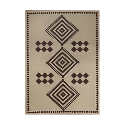 Black and Tan Kilim Washable Area Rug, 5x7