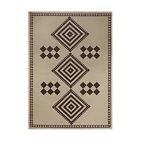 Black and Tan Kilim Washable Area Rug, 5x7