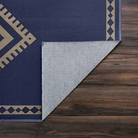 Navy and Tan Kilim Washable Area Rug, 5x7