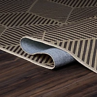 Black Geometric Washable Area Rug, 5x7