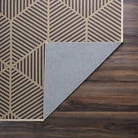 Black Geometric Washable Area Rug, 5x7