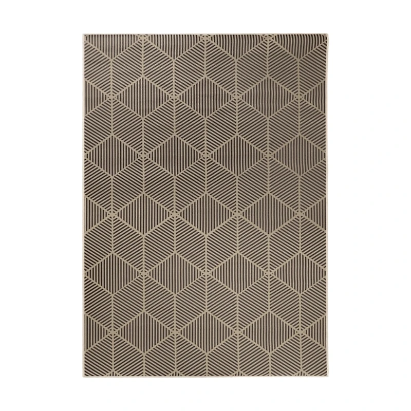 Black Geometric Washable Area Rug, 5x7