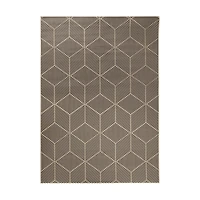 Black Geometric Washable Area Rug, 5x7