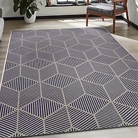 Navy Geometric Washable Area Rug, 5x7