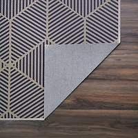 Navy Geometric Washable Area Rug, 5x7