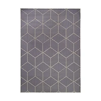 Navy Geometric Washable Area Rug, 5x7