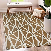 Camel Intersections Washable Area Rug, 5x7