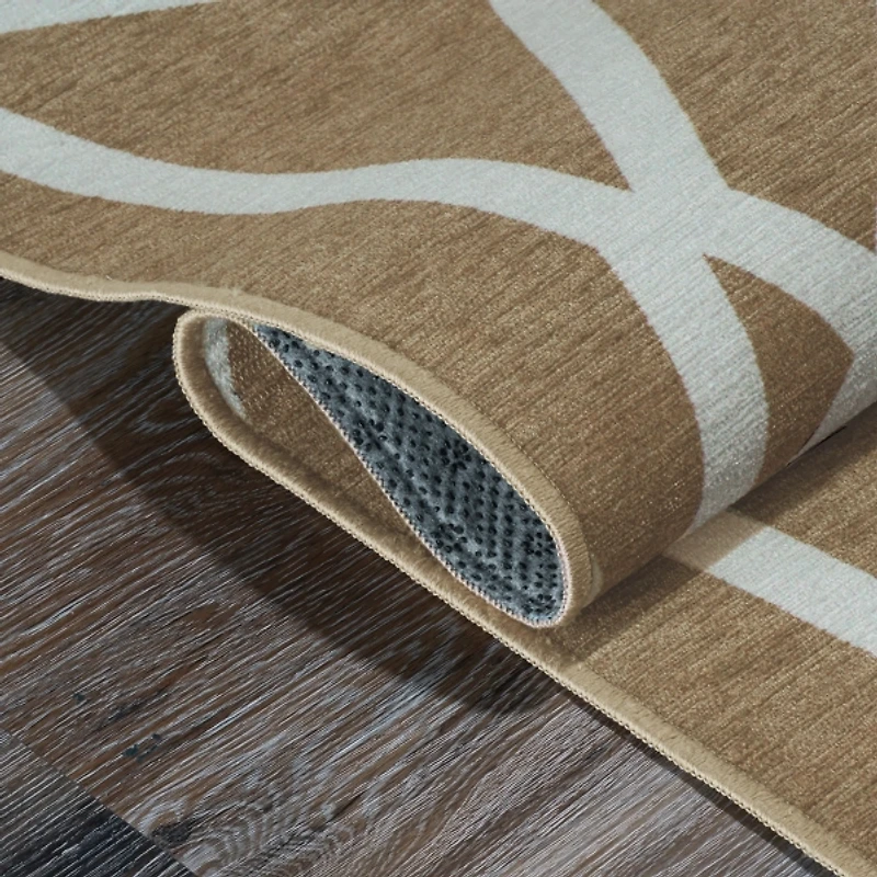 Camel Intersections Washable Area Rug, 5x7