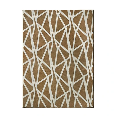 Camel Intersections Washable Area Rug, 5x7