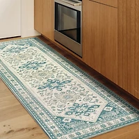 Teal Seraz Washable Runner, 2x7