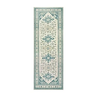 Teal Seraz Washable Runner, 2x7