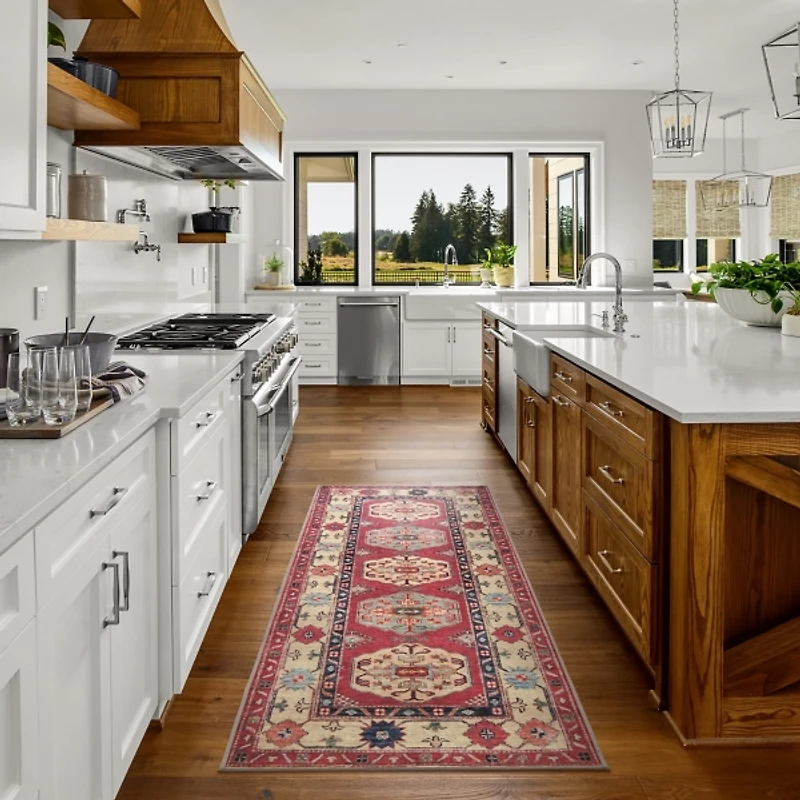 Coral Shary Washable Runner, 2x7