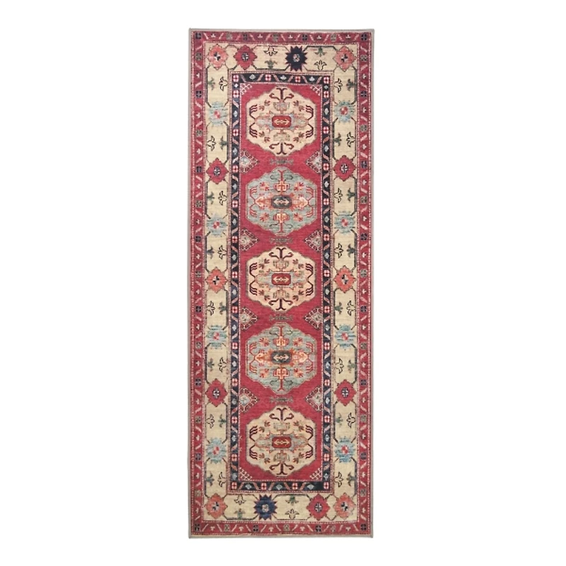 Coral Shary Washable Runner, 2x7