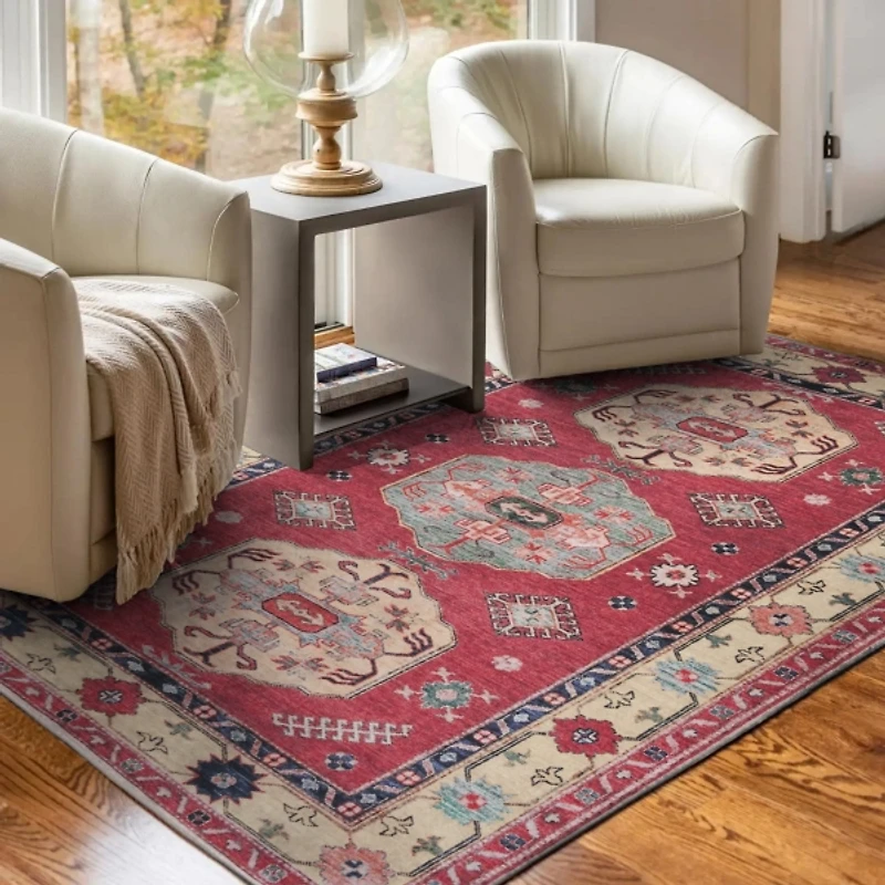 Washable Shary Coral Area Rug, 5x7