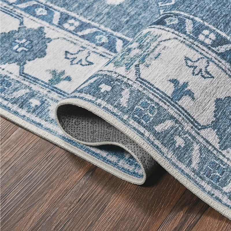 Blue Shary Washable Area Rug, 3x5