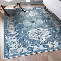 Washable Shary Blue Area Rug, 5x7