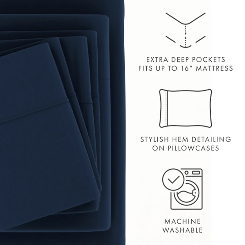 Navy Ultra Soft 4-pc. Twin Sheet Set