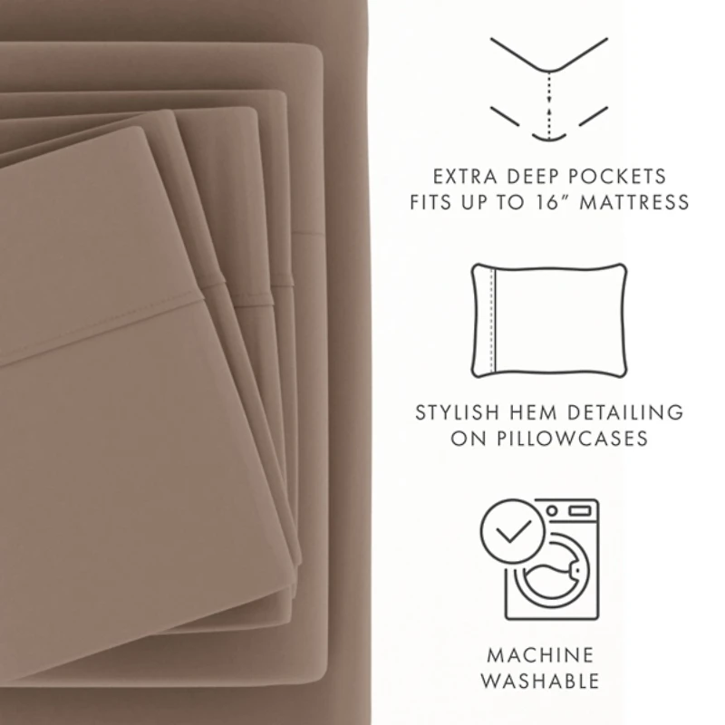 Taupe Ultra Soft 4-pc. Twin Sheet Set