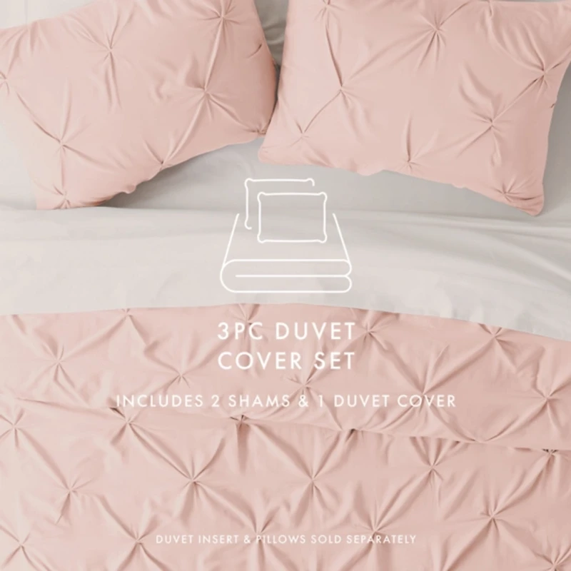 Blush Pinched 3-pc. King Duvet Cover Set