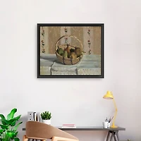 Apples and Pears in a Round Basket Framed Print