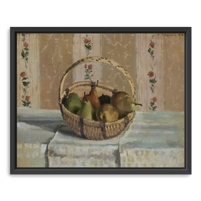 Apples and Pears in a Round Basket Framed Print