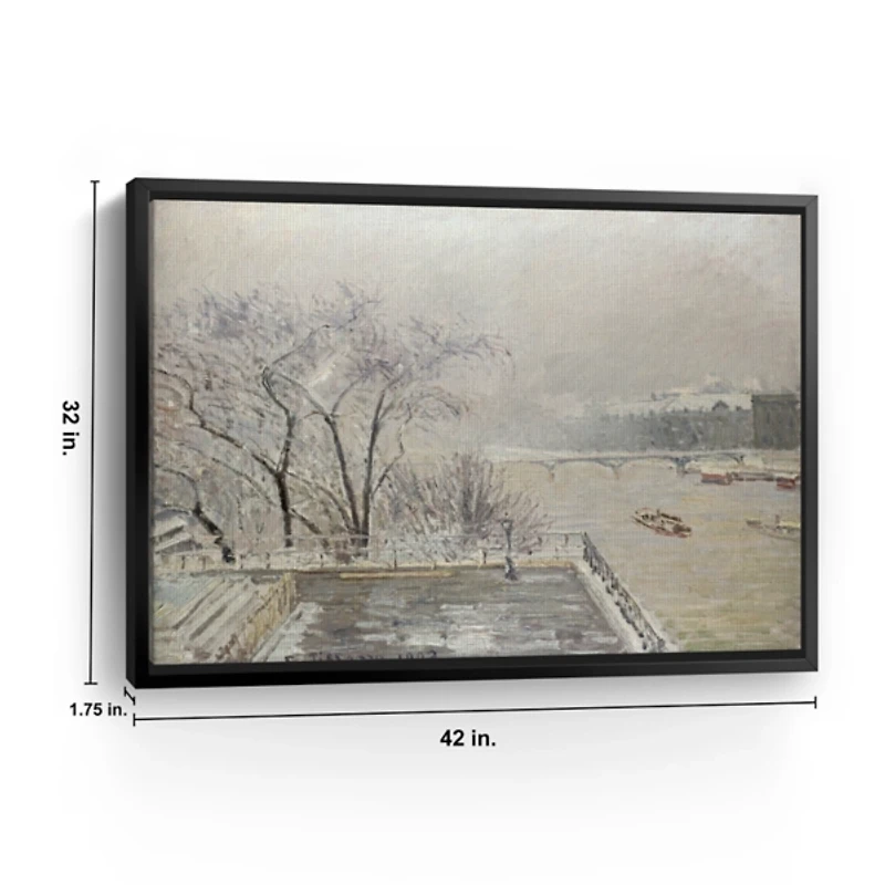The Louvre Under Snow Framed Canvas Art Print
