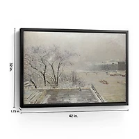 The Louvre Under Snow Framed Canvas Art Print