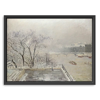 The Louvre Under Snow Framed Canvas Art Print