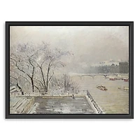 The Louvre Under Snow Framed Canvas Art Print
