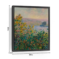 Flower Beds at Vetheuil Framed Canvas Art Print