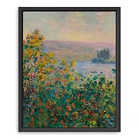 Flower Beds at Vetheuil Framed Canvas Art Print