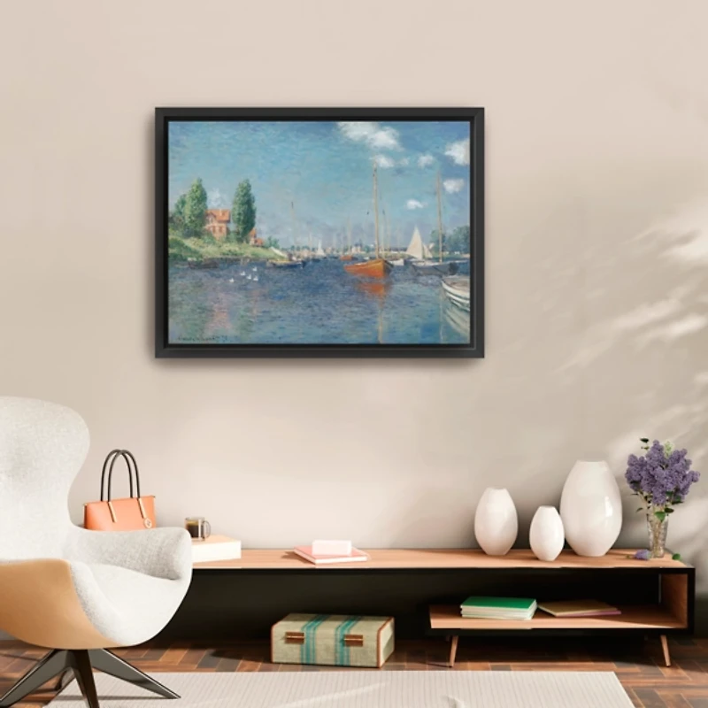 Red Boats, Argenteuil Framed Canvas Art Print