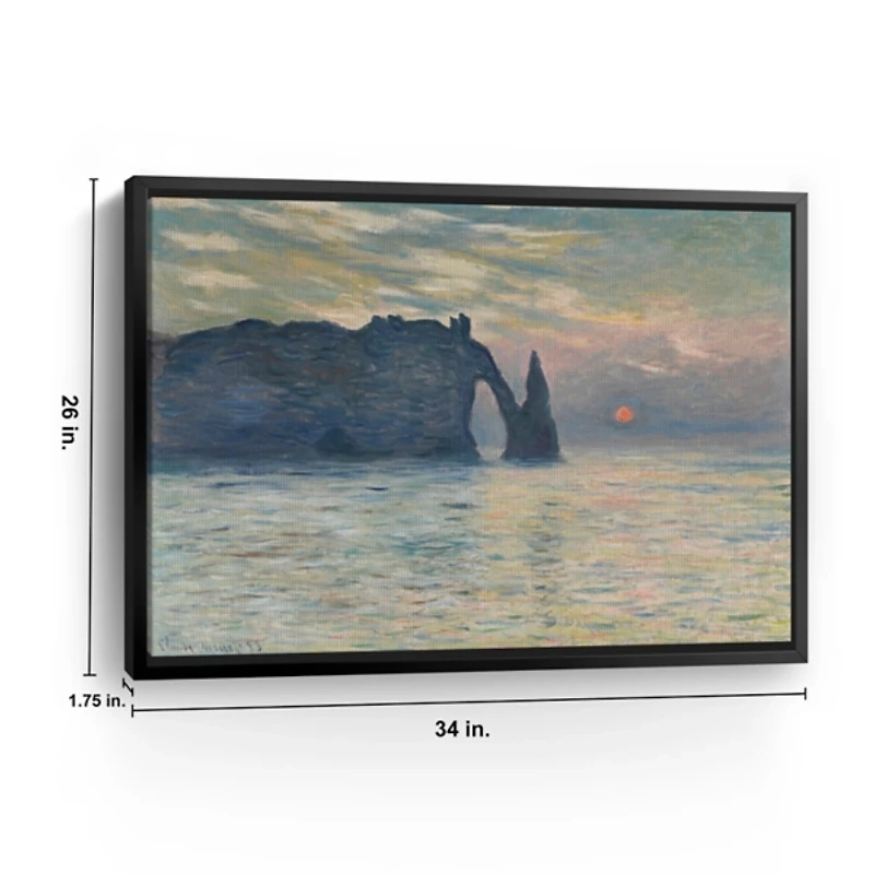 The Cliff-Etretat, Sunset Framed Canvas Art Print
