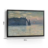 The Cliff-Etretat, Sunset Framed Canvas Art Print