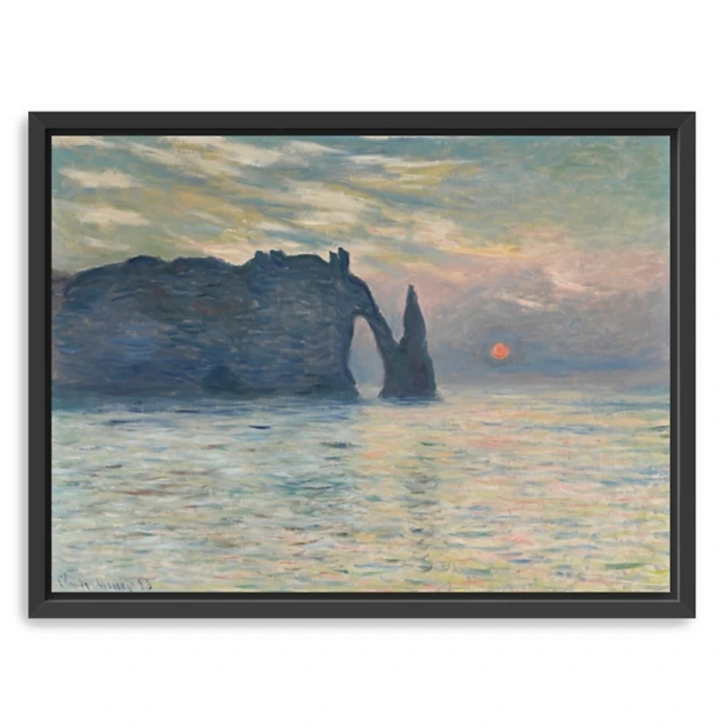 The Cliff-Etretat, Sunset Framed Canvas Art Print