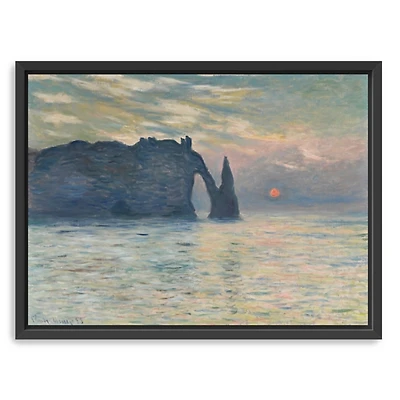 The Cliff-Etretat, Sunset Framed Canvas Art Print