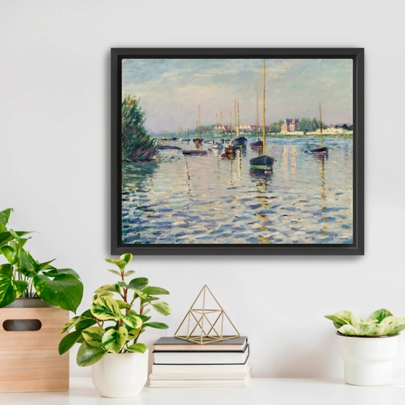 Boats at Anchor on Seine Canvas Print