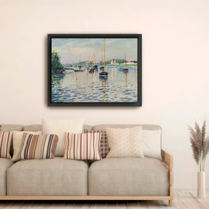 Boats at Anchor on Seine Canvas Print, 42x32 in.