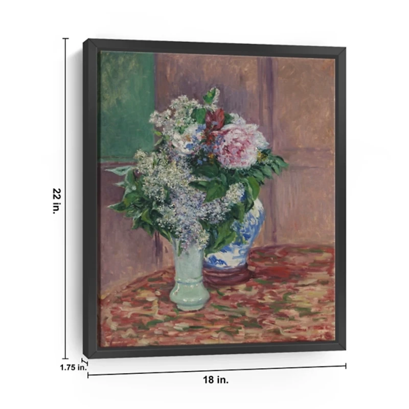 Lilacs and Peonies Framed Canvas Art Print