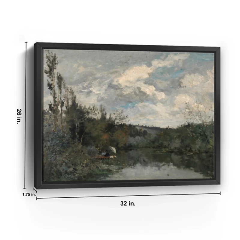 Woodland Lake Framed Canvas Art Print