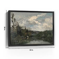 Woodland Lake Framed Canvas Art Print
