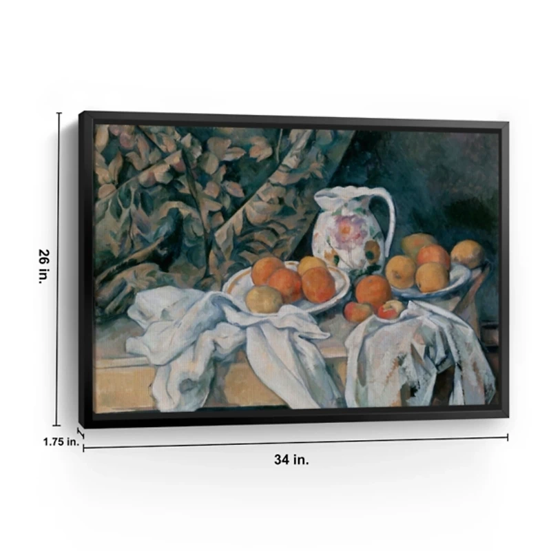 Still Life with a Curtain Framed Canvas Art Print