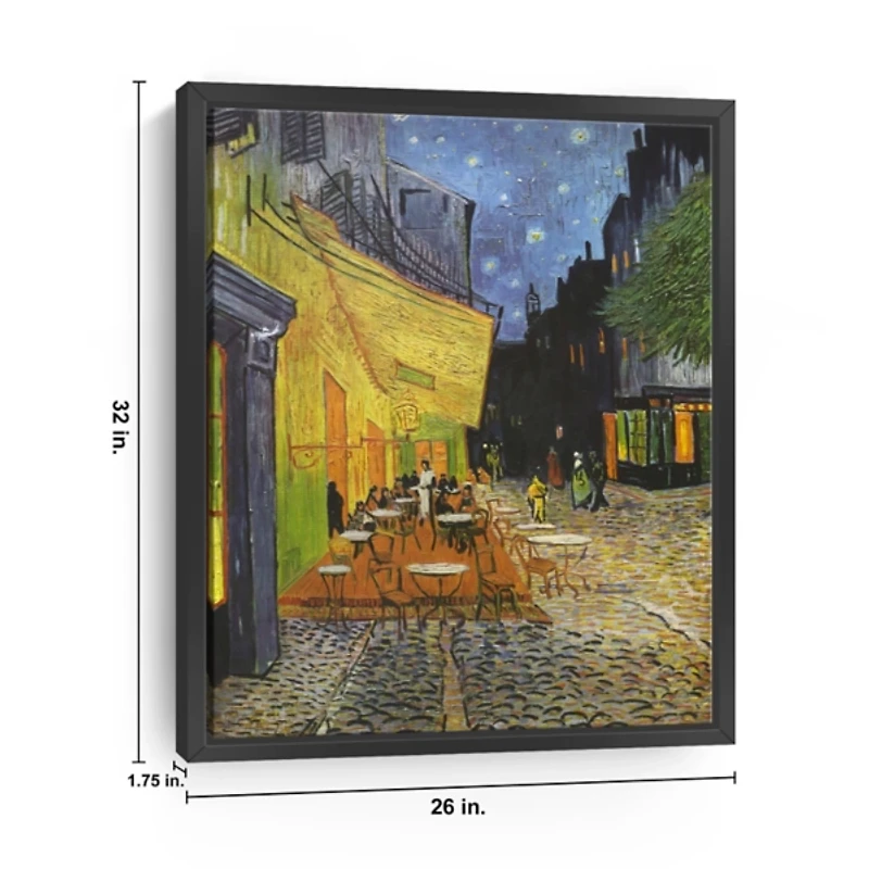 Cafe Terrace at Night Framed Canvas Art Print