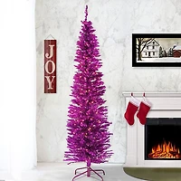 6 ft. Pre-Lit Pink Tinsel Christmas Tree
