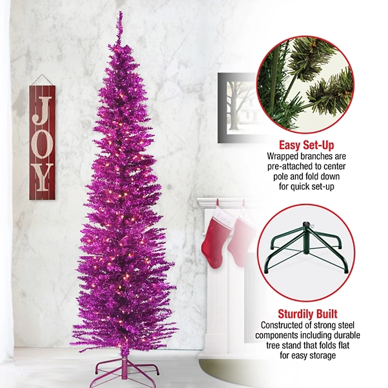 6 ft. Pre-Lit Pink Tinsel Christmas Tree