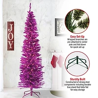 6 ft. Pre-Lit Pink Tinsel Christmas Tree