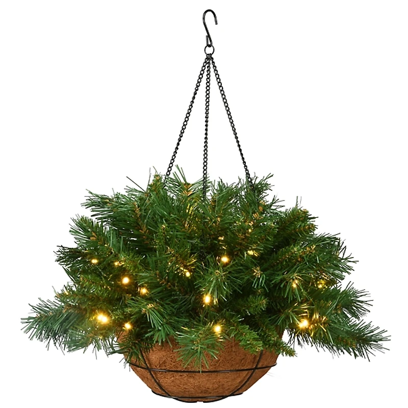 Pre-Lit Tiffany Fir Christmas Hanging Basket
